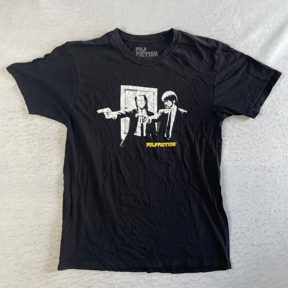 Pulp Fiction Graphic T-Shirt Mens Large Black Movie Tee Vincent Jules